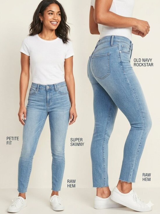 Old Navy Pants - Old Navy Rockstar Super Skinny Jeans Raw Hem Light Wash Distressed Size 8 Petite